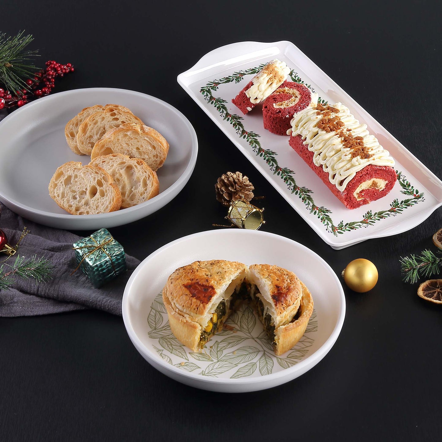 2 Pcs Dinner Plate Set – Christmas Ash