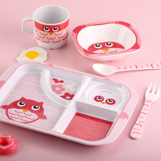 The Plate Story - 5 Pcs Krazy Healthy Plate Set - Owl