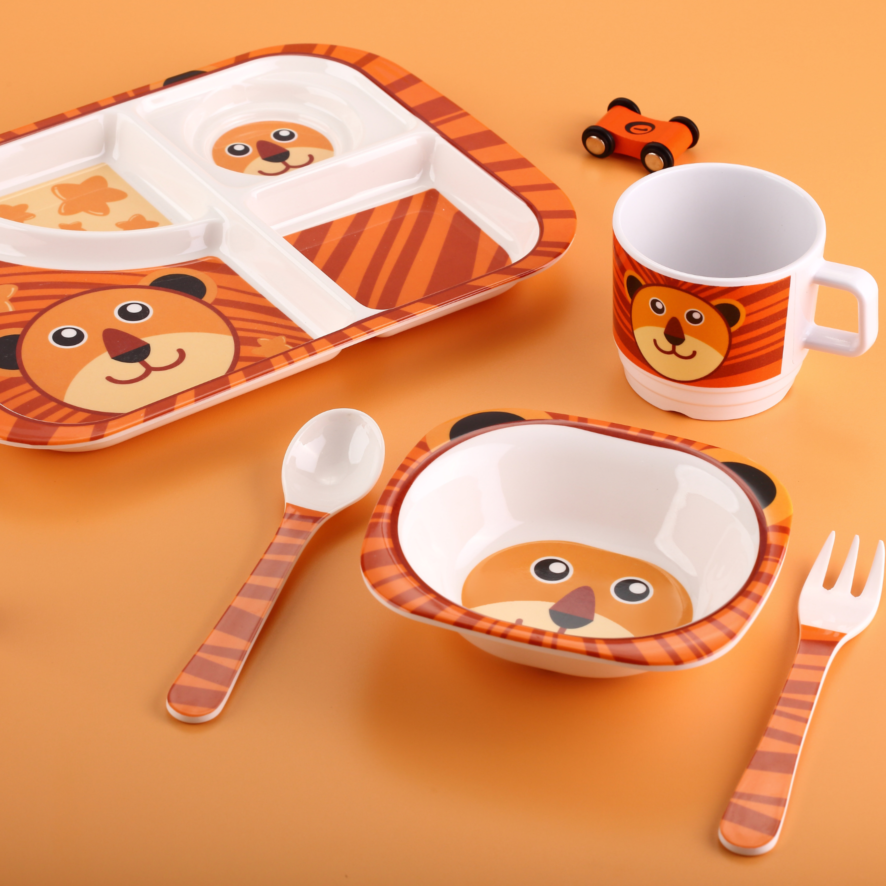 The Plate Story - 5 Pcs Krazy Healthy Plate Set - Tiger