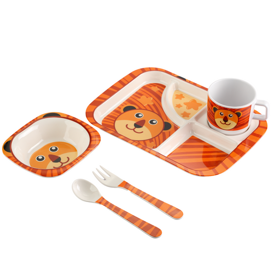 The Plate Story - 5 Pcs Krazy Healthy Plate Set - Tiger