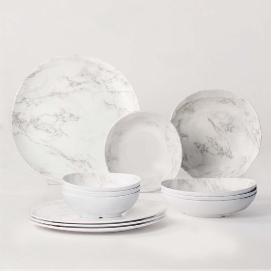 The Plate Story - 12 Pcs Opal Dining Set - Shiva White