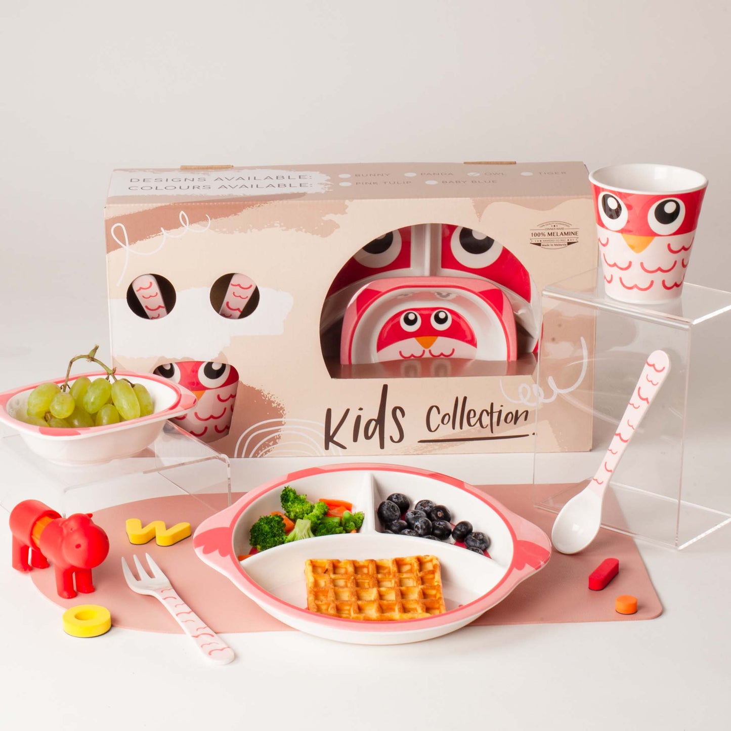 The Plate Story - 5 Pcs Personalised Children Dinner Gift Set - Owl