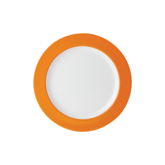 Dual Tone Wide Rim Round Side Plate 8.5" Carrot Orange