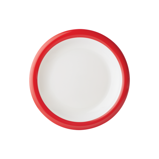 Dual Tone Thin Rim Round Soup Plate 9.5" Ferrari Red