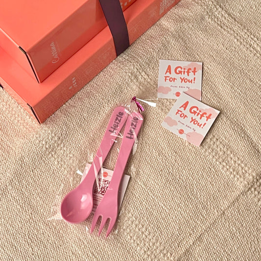 The Plate Story Pink 2 Pcs Personalised Cutlery Set