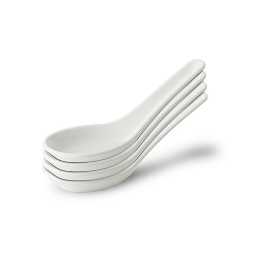 The Plate Story - Soup Spoon Ceramic White 5.5” (Set of 4)
