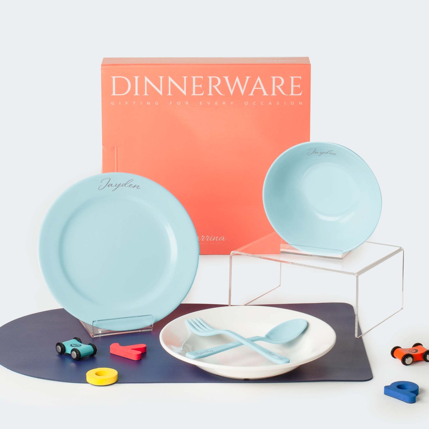 5 Pcs Personalised Dinner Set - Blue Mini Me