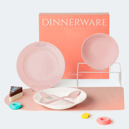 5 Pcs Personalised Dinner Set - Pink Mini Me