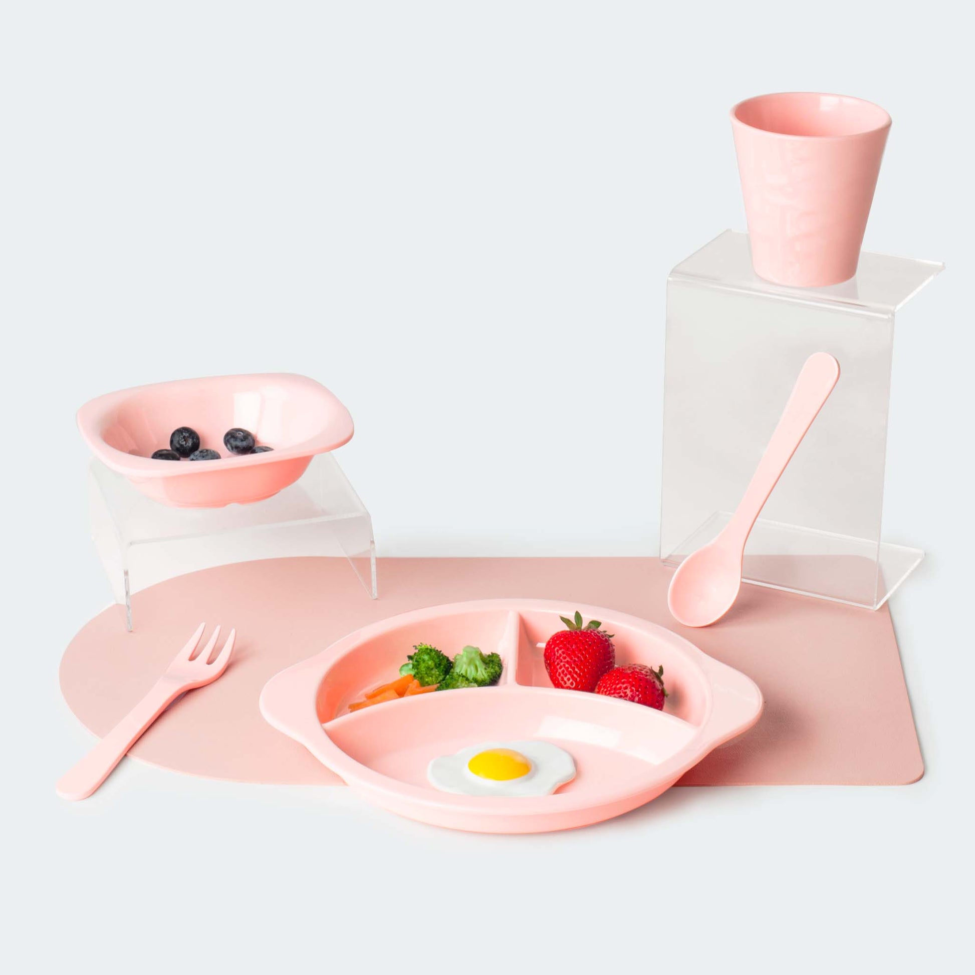 3 Pcs Personalised Dinner Set- Pink Happy Smile