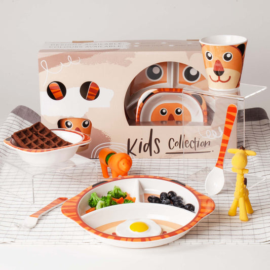 The Plate Story - 5 Pcs Personalised Children Dinner Gift Set - Tiger