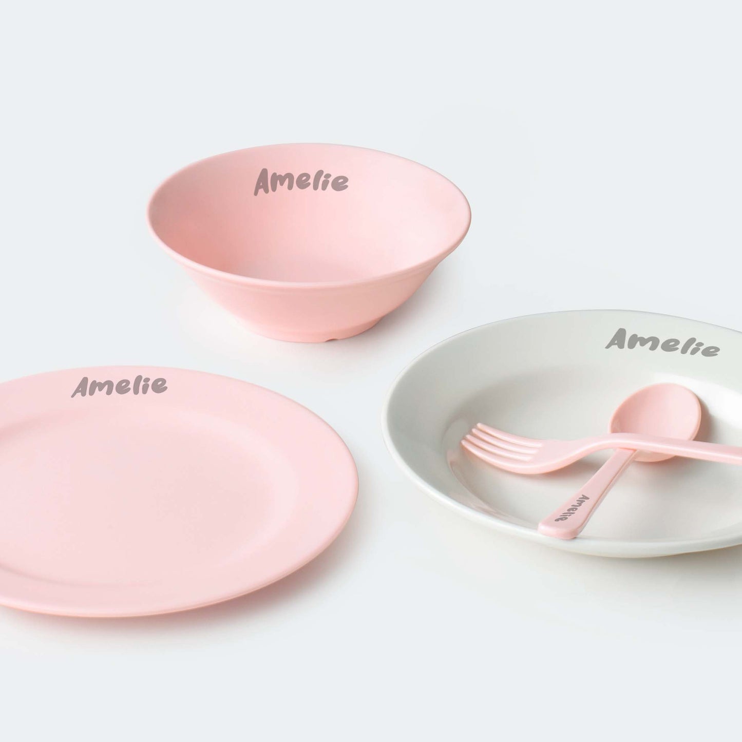 5 Pcs Personalised Dinner Set - Pink Mini Me