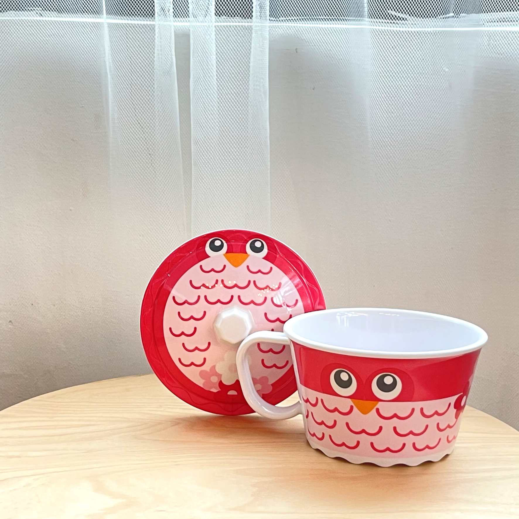 The Plate Story - Children Melamine Mug Bowl with Lid 5”- Owl (Set of 1)