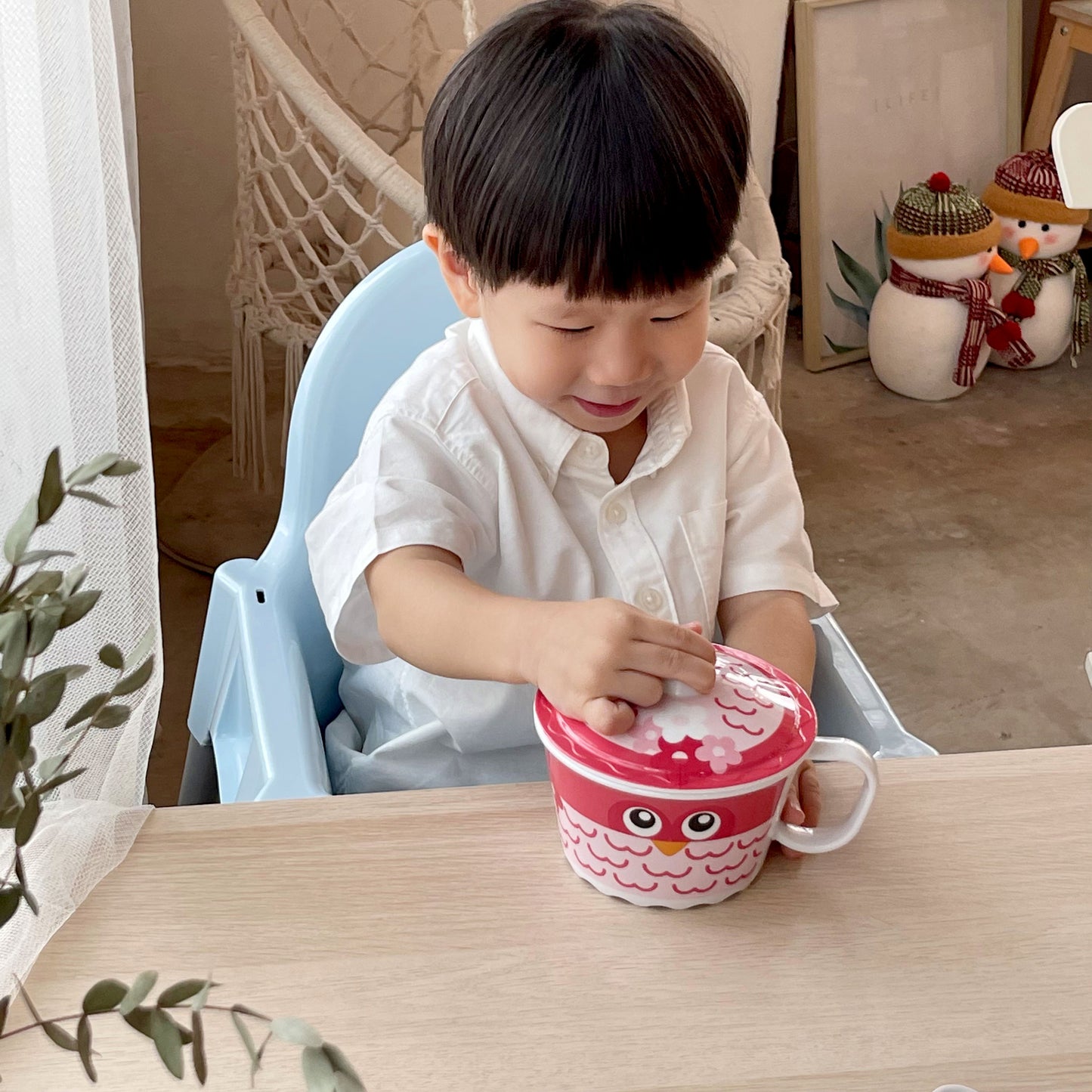 The Plate Story - Children Melamine Mug Bowl with Lid 5”- Bunny (Set of 1)