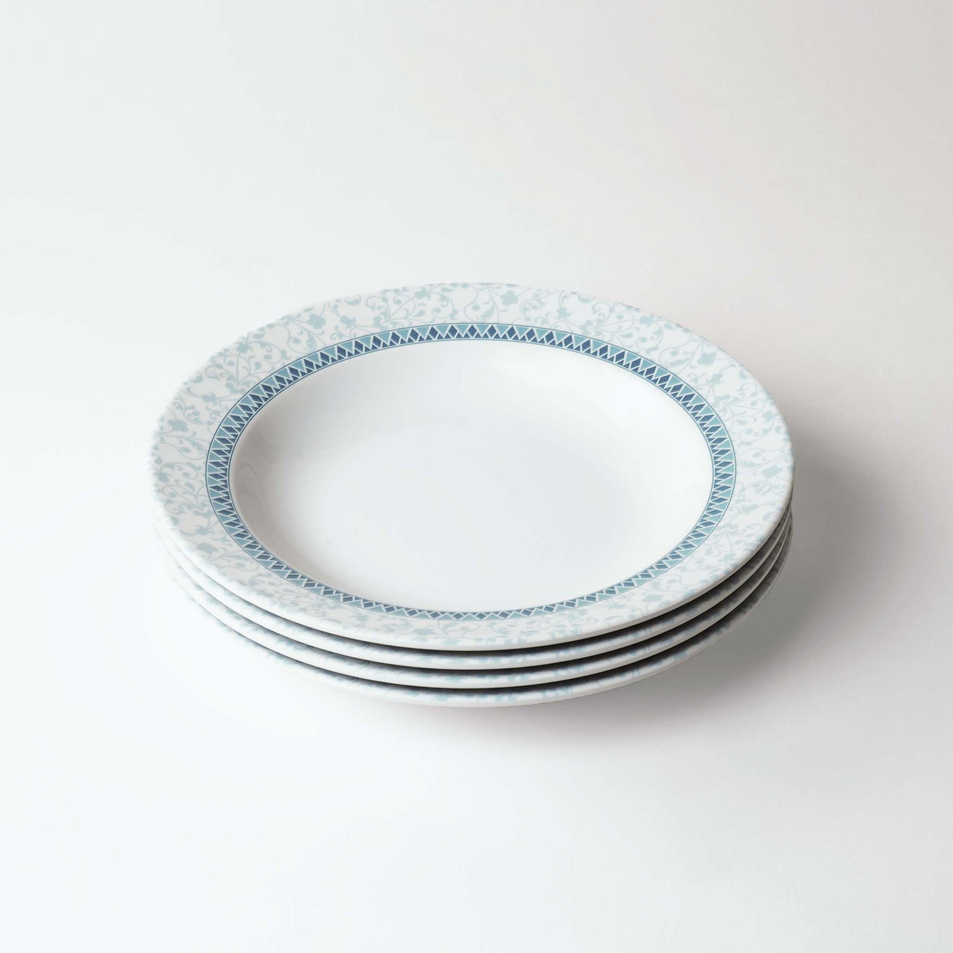 The Plate Story - 4Pcs Rim Round Noel Blue Soup Plates 9"