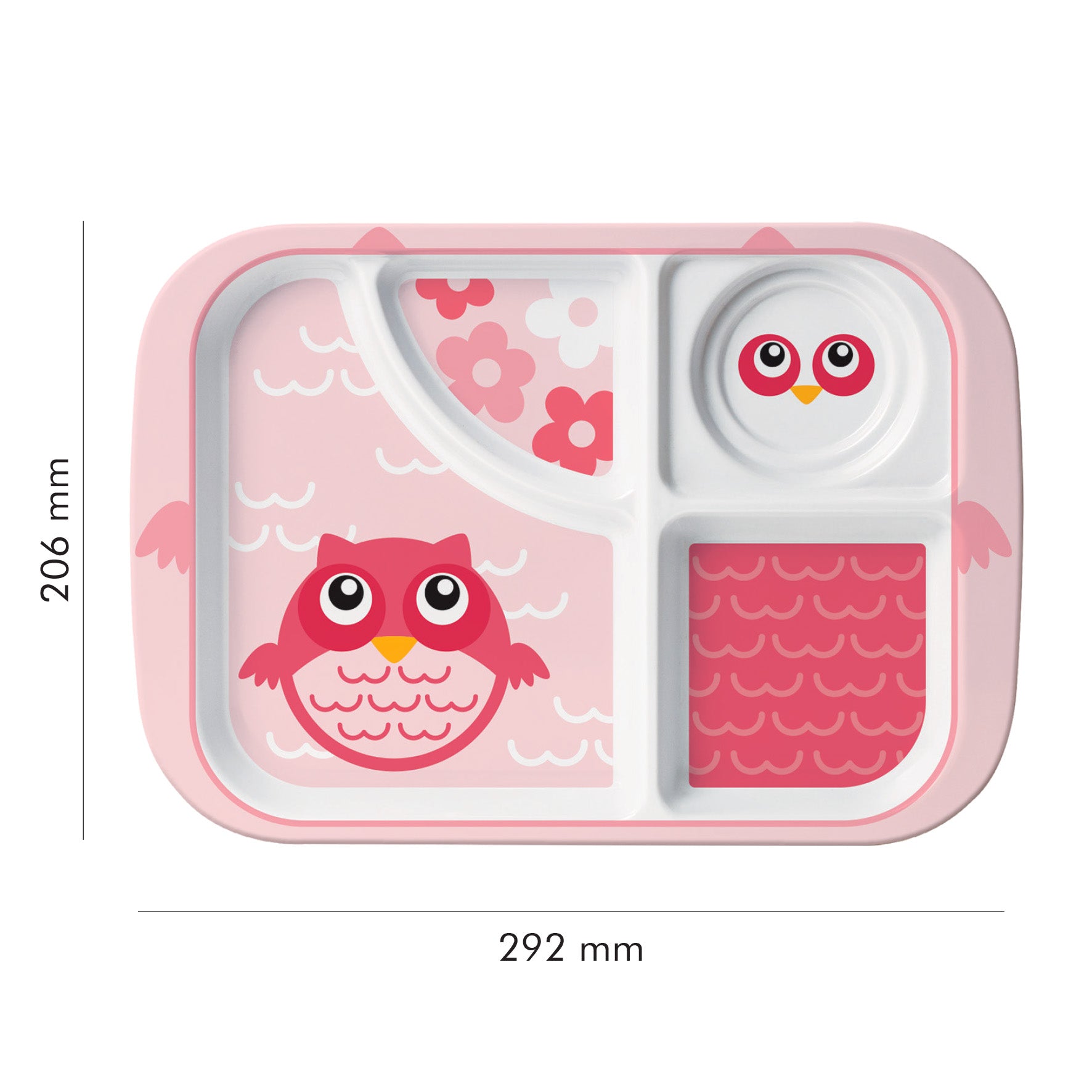 The Plate Story - Children Melamine Plate - 4 Compartment Plate 11.5"- Owl (Set of 1)