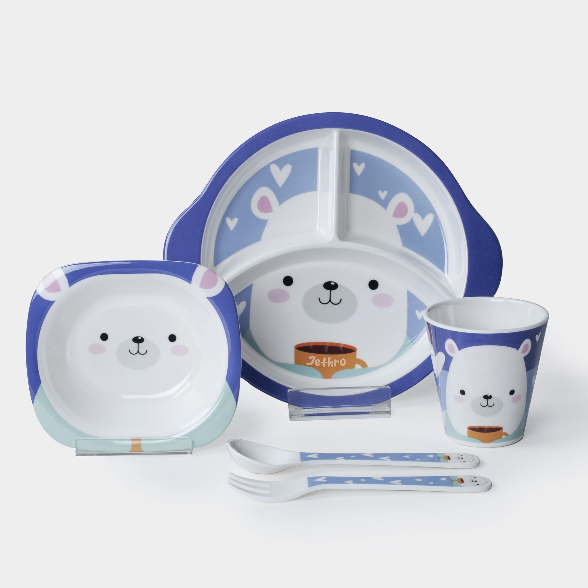 The Plate Story - 5 Pcs Personalised Children Dinner Gift Set - Bunny