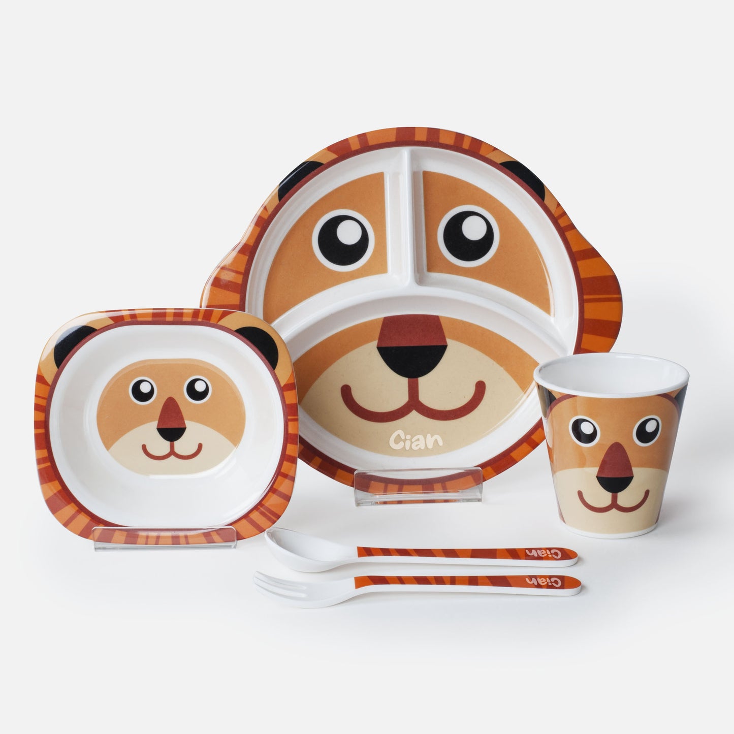 The Plate Story - 5 Pcs Personalised Children Dinner Gift Set - Tiger