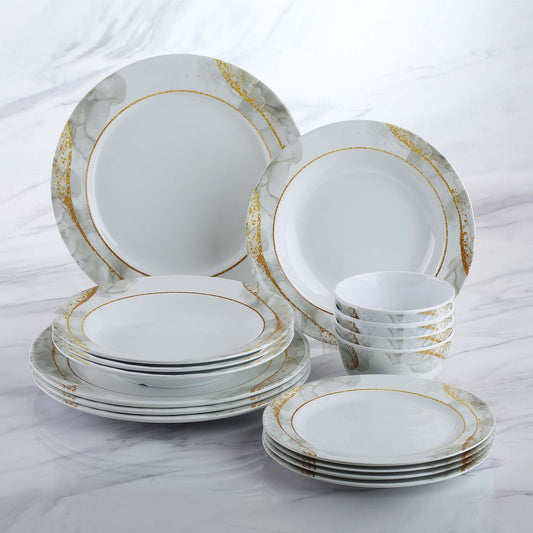 The Plate Story - 16 Pcs Dining Set - Rim Round Shine