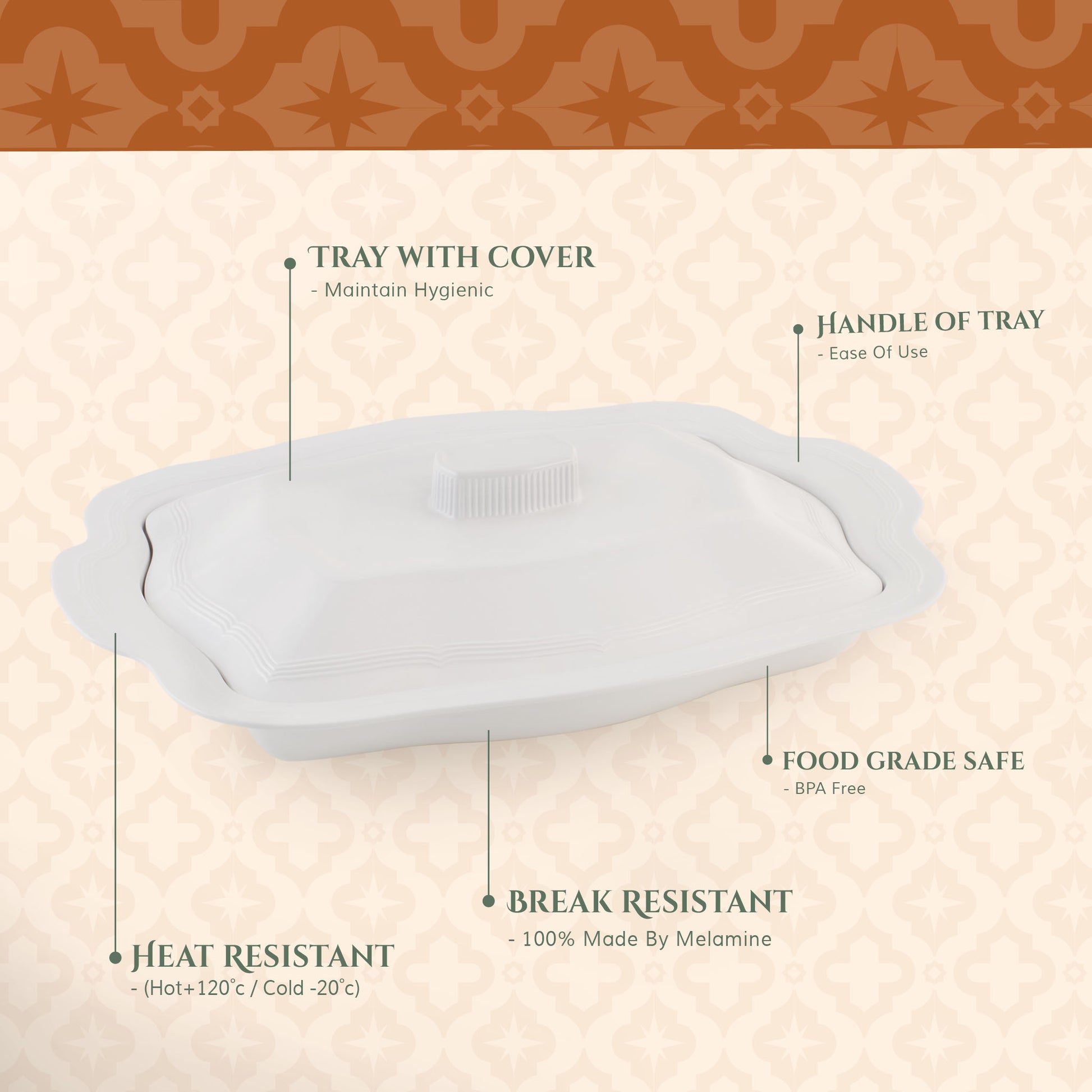 Rectangle Serveware with Lid – Floral Rose (Set of 1)